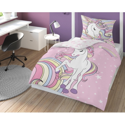 Pink bed linen with unicorn 150x200 or 160x200