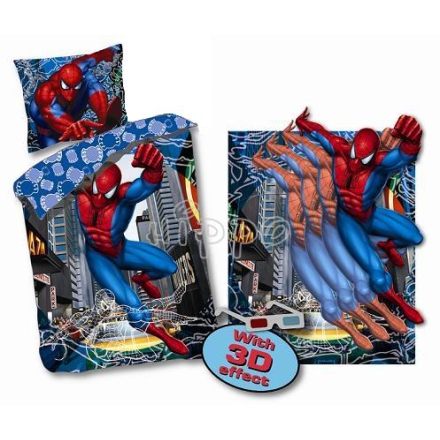 Kids bedding Spider-man with 3D effect 140x200 or 150x200, blue 
