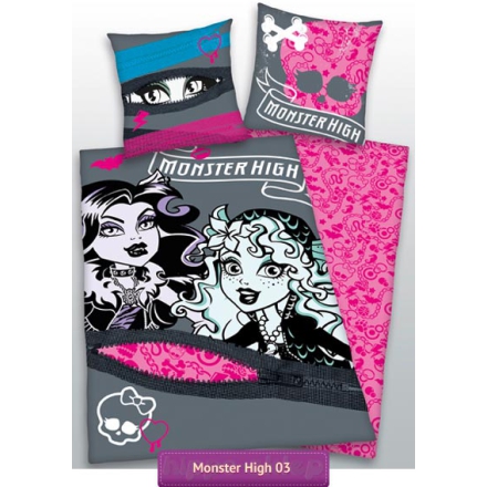 Pink gray Monster High bedding set 140x200 