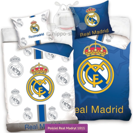 Blue & white Real Madrid club crest theme reversible bedding 140x200 or 150x200