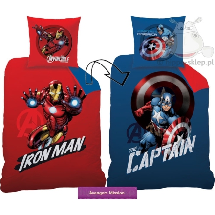 Iron Man & Captain America bedding set 140x200, blue-red