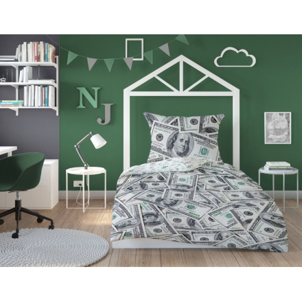 Cotton bedding with 100 american dollars notes 160x200