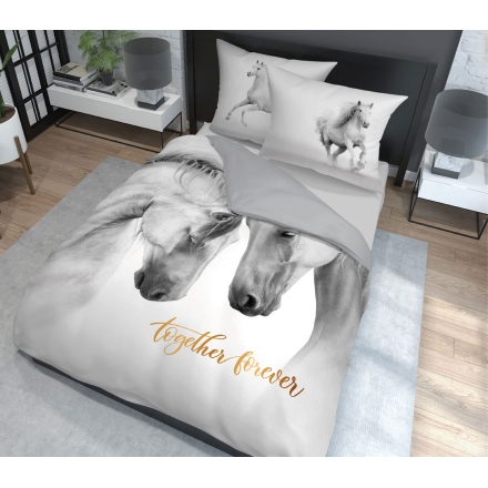 Gray bedding with couple of horses 200x200 or 220x200
