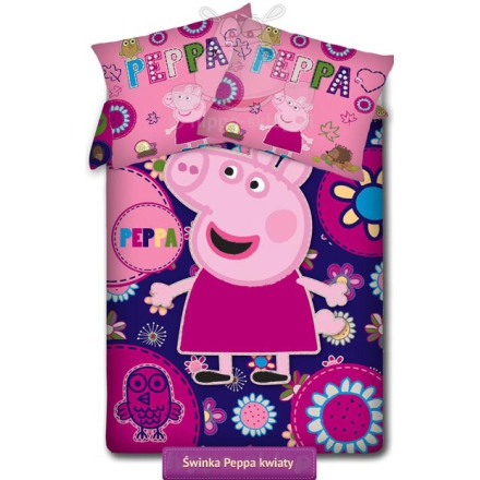 Peppa Pig with flowers theme kids bedding for girls with double pillowcase