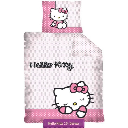 Hello Kitty kids bedding 140x200 or 150x200, różowo-biała