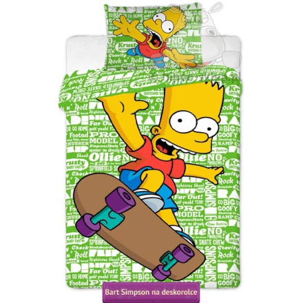 Bart Simpson on skateboard single kids bedding 140x200