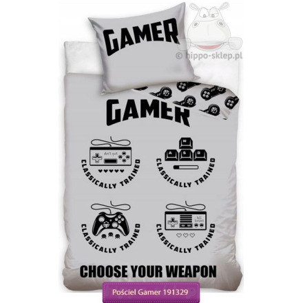 Gamer bedding for computer games fans 140x200 or 150x200, gray