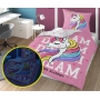 Glow in the dark pink bed linen set with Unicorn