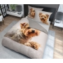 Beige Yorkshire Terrier bedding 220x200 + 2x 70x80 cm