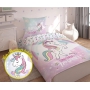 Unicorn bedding with glossy elements 150x200