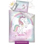 Unicorn bed linen in white & pale pink 135x200