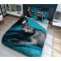 Bedding with bulldog 150x200 + 2x 50x60, turquoise