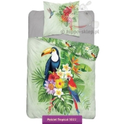 Tropical bedding with toucan and parrot 140x200, 150x200 or 135x200