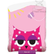 Pink bedspread with owl 140x195