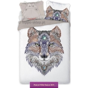Wild nature wolf bed linen 140x200 or 150x200, brown-white 