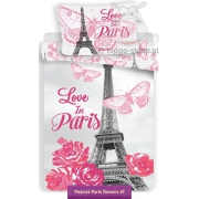 Eiffel Tower with flowers teen's bedding 140x200, pink gray