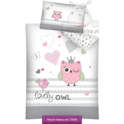 Owl in pink and gray baby & toddlers bedding 100x135