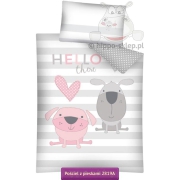 Baby bedding with little dogs gray-pink 100x135, 90x130 or 90x120