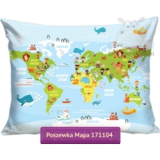 World map large kids pillowcase 70x80, blue