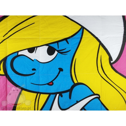 Smurfette pink quilted bed cover for girls 