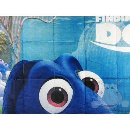 Blue quilted bedspread with Dory & Nemo