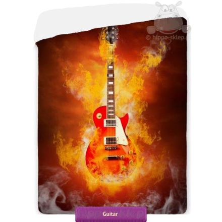 Bedspread with red electric guitar on fire 140x195