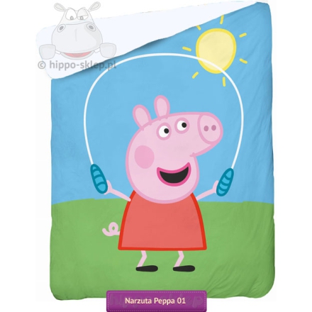 Quilted bedspread with Peppa Pig 140x195, blue-green