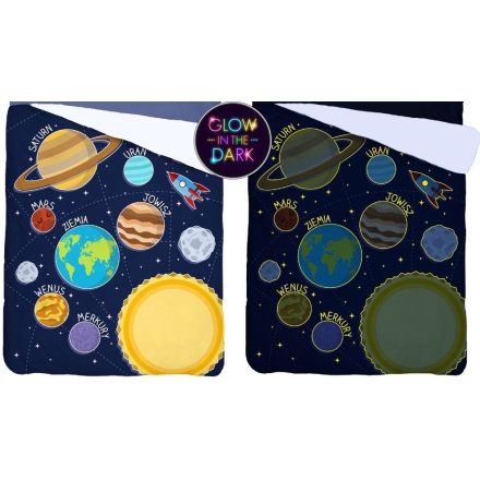 Kids bedspread with planets glow in the dark