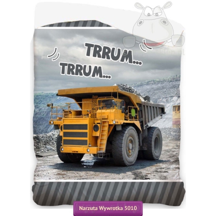 Kids bedspread with huge mining truck, 140x195 cm, gray 
