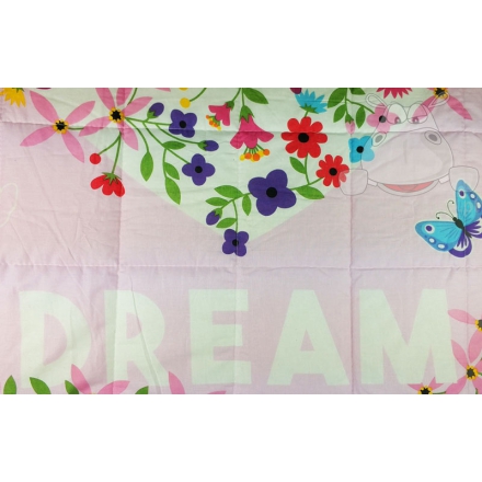 Quilted bedspread with flowers and butterflies
