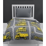 Quilted kids bedspread with building machinery 170x210