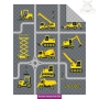 Gray kids bed cover with construction machinery K036