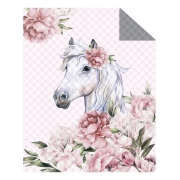 Bedspread with a gray horse