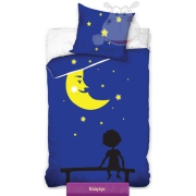 Blue bedding with boy, moon and stars 140x200 or 160x200
