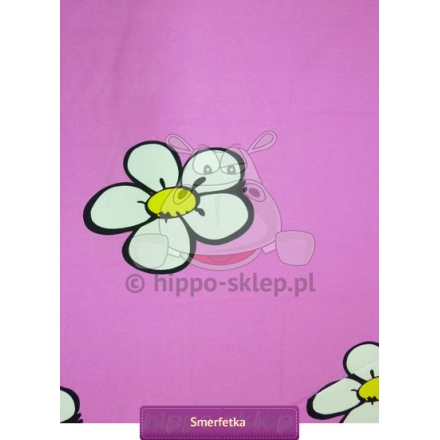 Smurfette flat sheet with daisies 140x200, pink