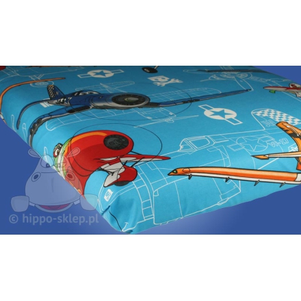 Blue kids flat sheet with Planes Disney design 160x200 cm