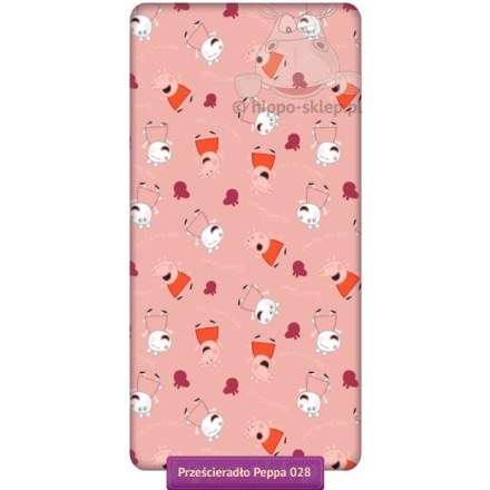 Fitted sheet Peppa Pig 90x200, salmon-pink