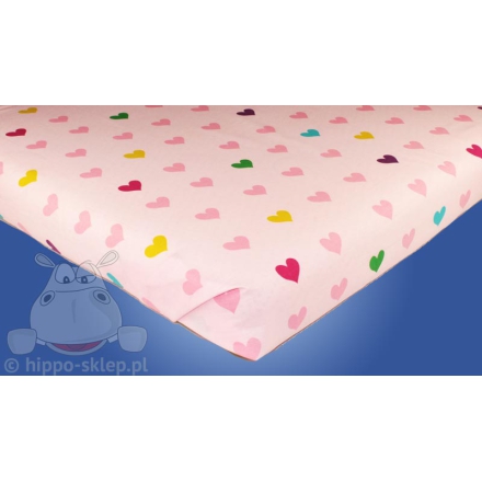 Colorful hearts flat sheet 140x200, pink