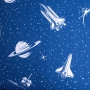 Printed bed sheet with a cosmic motifs