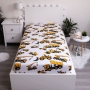 Bed sheets with excavators, dumper trucks and cranes pattern