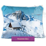 Pillowcase with ski slope in mountain high 70x80 cm, blue-white