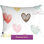 Large pillowcase with colorful hearts 50x60 or 50x80