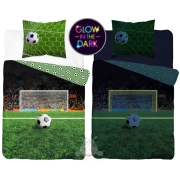 Glowing bedding set with football stadium 140x200 or 135x200, green