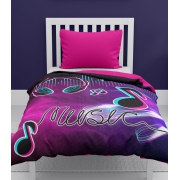 Teen's bedspread with music theme 170x210 cm, violet