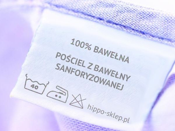 Sanforized cotton bedding example product label