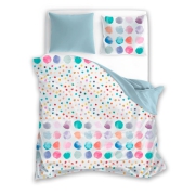 Bedding with watercolor dots Elegant 001, white & mint, 150x200 or 200x200