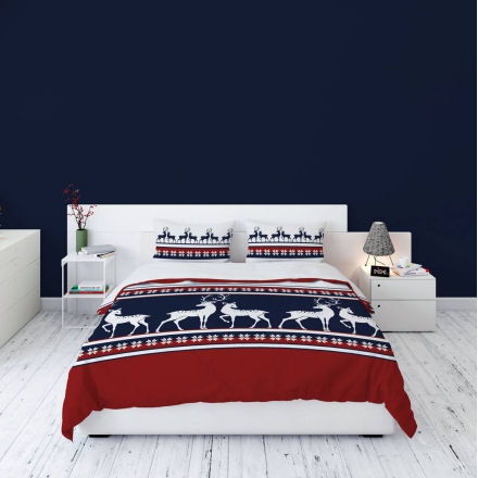 Flannel reindeer bed linen set 150x200 + 2x 50x60