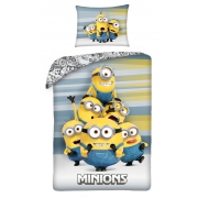 Yellow-gray kids bed linen with Minions 140x200