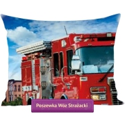 Large pillowcase with fire truck 70x80 cm, red