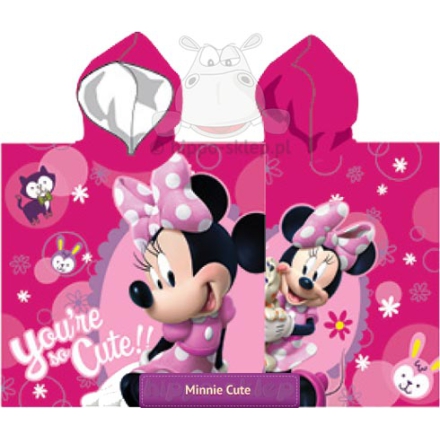 Pool hooded towel Minnie Mouse 60x120, raspberry pink 